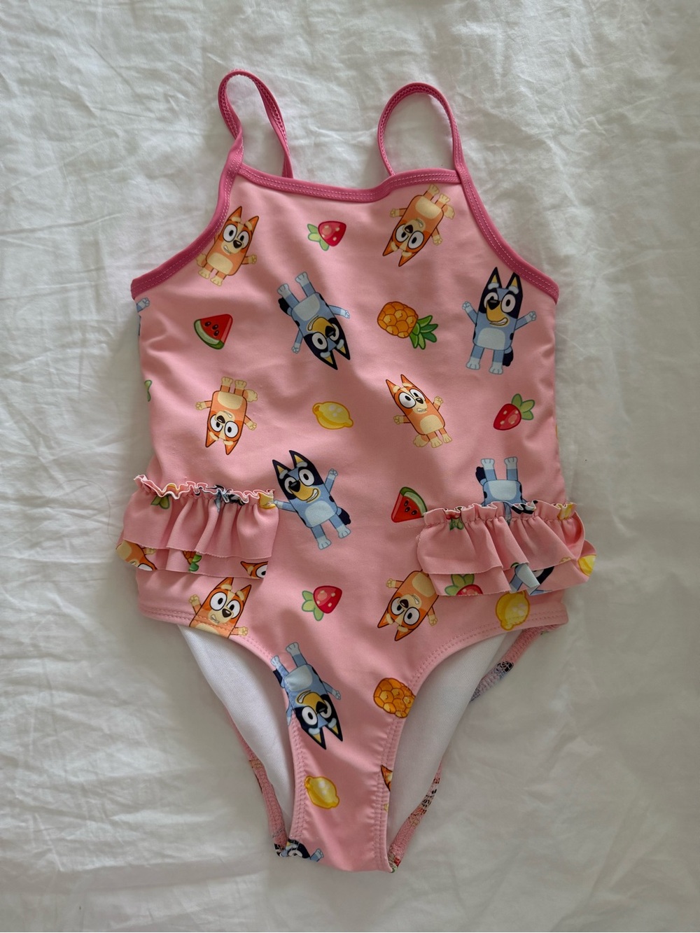 Carter's Pink Bluey-Style Ruffle One-Piece Swimsuit